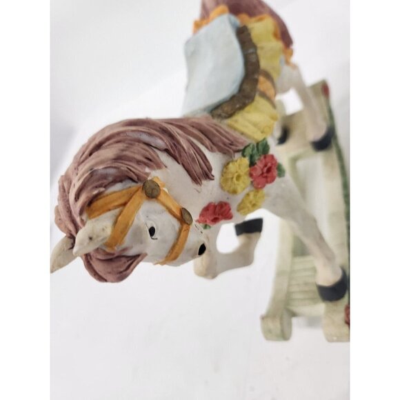 VINTAGE Rocking Horse Figurine With Floral Design Resin Hand Painted Home Decor - Picture 6 of 10